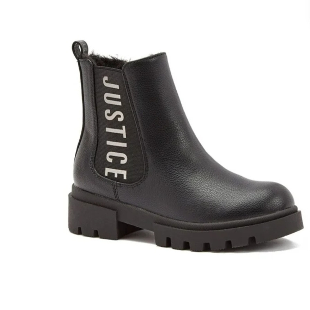 Justice Black Ankle Booties with Logo